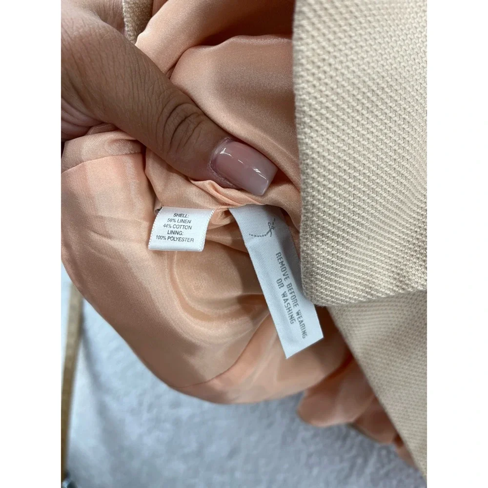 Ann Taylor Womens Suit Jacket Blazer Beige Pockets Long Sleeve Buttons Lined 10 - Picture 6 of 8